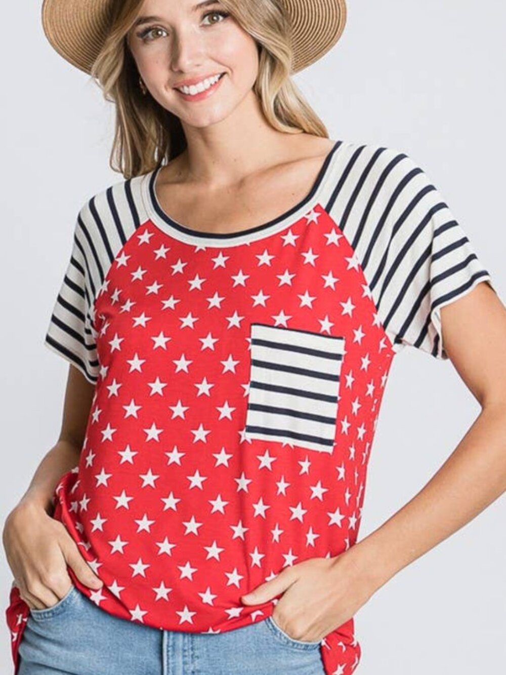 Stars And Stripes Patriotic Contrast Top